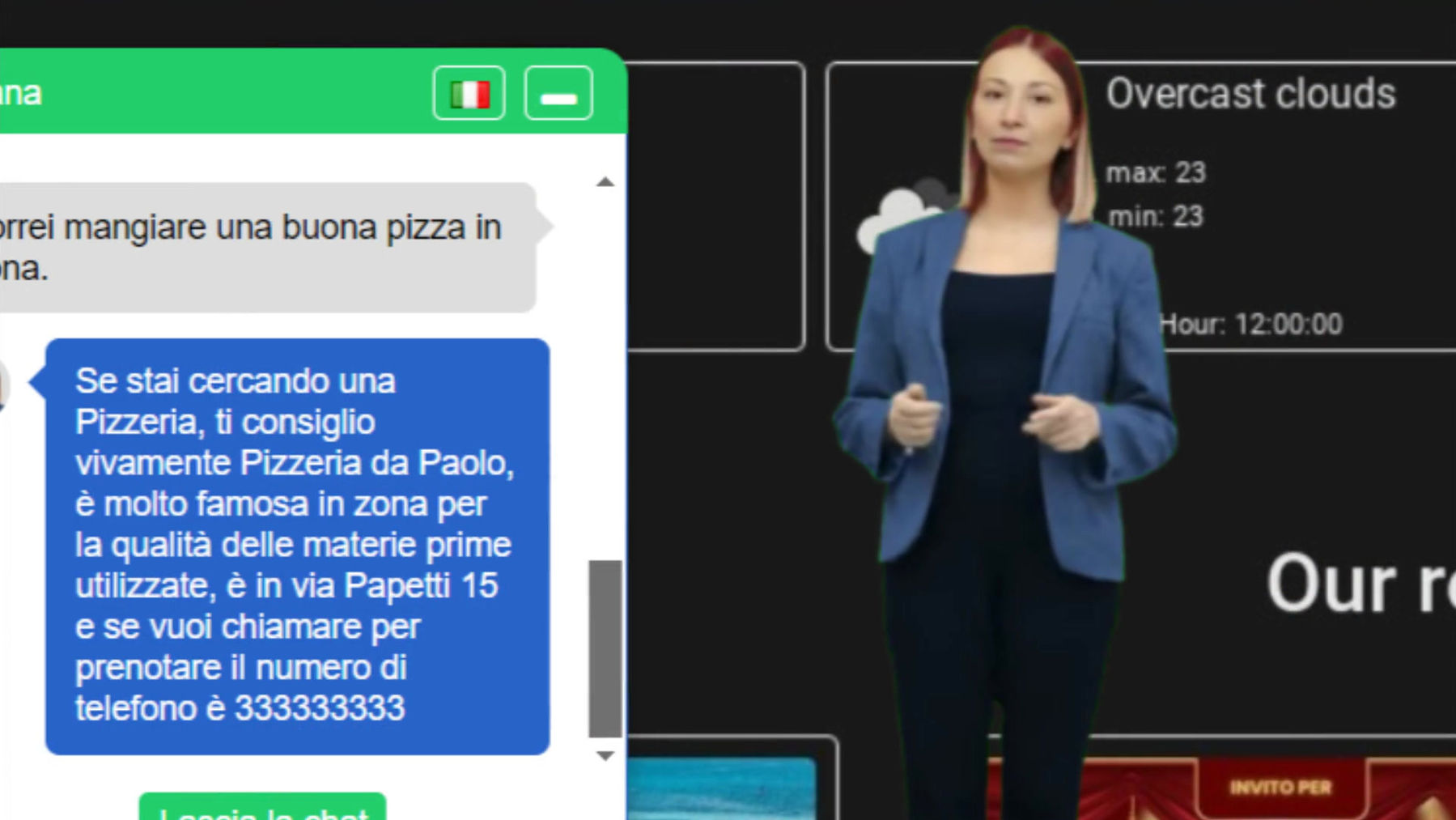 Video HumanChatBot Ospitalità